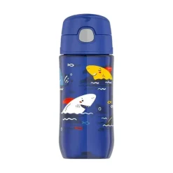 Garrafa térmica - garrafa de hidratação Funtainer® de plástico de 16 onças com variedade de tampa de bico, tubarões