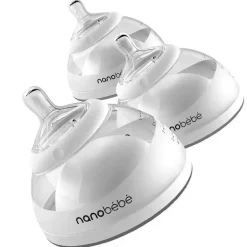 Garrafas de leite materno NanoBebe 3 embalagens, cinza