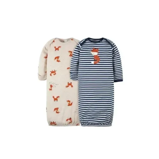Gerber - 2 Pk Gown Boy Fox, 0/6M