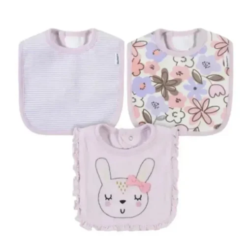 Gerber - 3 Pk Terry Babador Menina Tamanho Único Coelho Bailarina