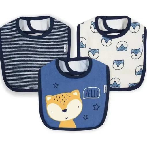 Gerber - 3 PK Terry Bib Boy, Raposa, Tamanho Único
