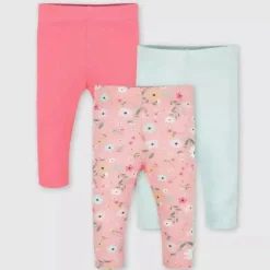 Gerber - 3 unidades de calças de raposa para meninas, rosa/flor