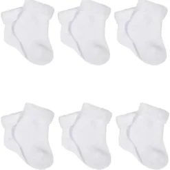 Gerber - 6 unidades de meias brancas Terry Wiggle Proof