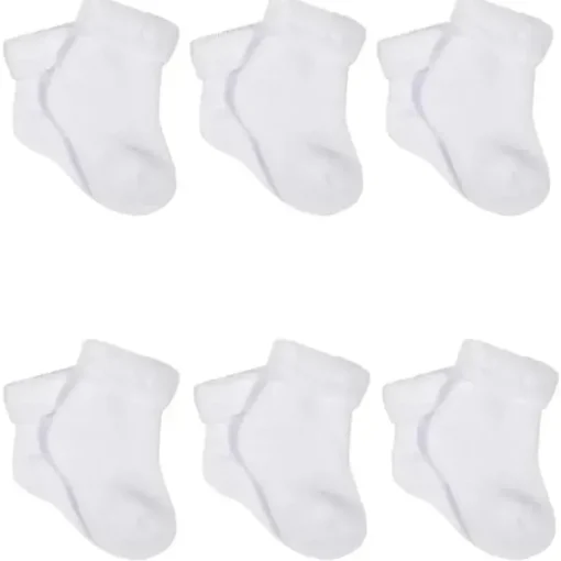 Gerber - 6 unidades de meias brancas Terry Wiggle Proof