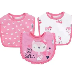 Gerber - Babete Terry Dribbler 3Pk, Rosa Raposa Tamanho Único Menina