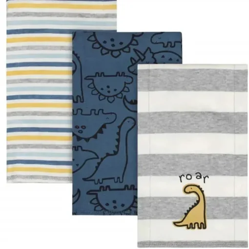 Gerber - Burpcloths de 3 unidades de tricô menino tamanho único, dinossauro