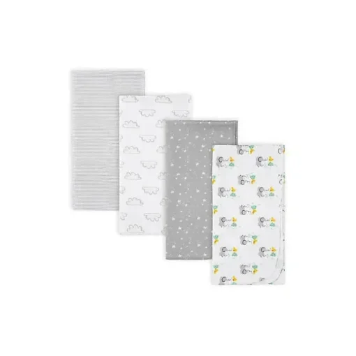 Gerber - Cobertor de Flanela 4Pk Neutro Tamanho Único, Animais Bebês