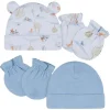 Gerber - Conjunto de 4 peças (boné e luva) - Menino 0-6M