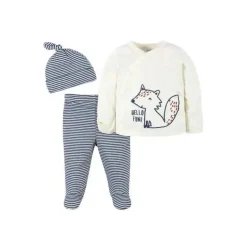 Gerber - Conjunto de 3 peças Leve-me para casa (camisa com punho da luva de encaixe lateral, calça com pés e boné) - Rapaz Rapaz
