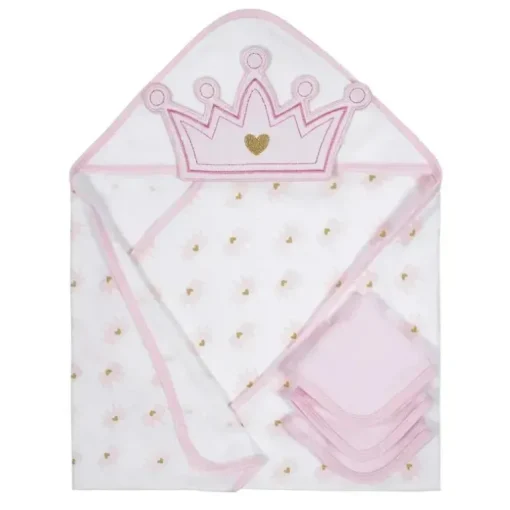 Gerber - Conjunto de toalhas e toalhinhas felpudas com capuz 4 peças menina tamanho único, princesa