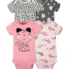 Gerber - Macacão de Manga Curta para Bebê 4Pk - Menina Leopardo