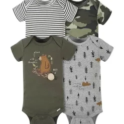 Gerber - Macacão de Manga Curta para Bebê 4Pk - Menino Urso