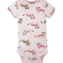 Gerber - Macacão de Manga Curta para Bebê 4Pk - Menina Leopardo