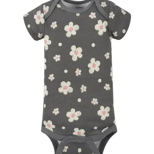 Gerber - Macacão de Manga Curta para Bebê 4Pk - Menina Leopardo