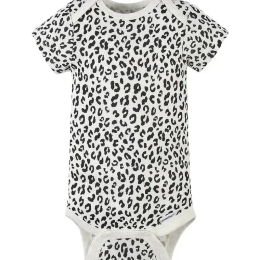 Gerber - Macacão de Manga Curta para Bebê 4Pk - Menina Leopardo