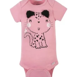 Gerber - Macacão de Manga Curta para Bebê 4Pk - Menina Leopardo