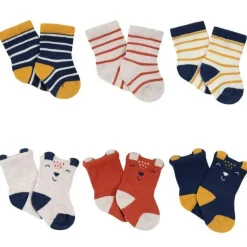 Gerber - Pacote com 6 meias para meninos Fox Wiggle Proof® Jersey Crew, Fox