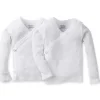 Gerber 2 pacote de camisa branca de manga longa Snap Lateral com punhos de luva
