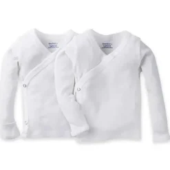 Gerber 2 pacote de camisa branca de manga longa Snap Lateral com punhos de luva