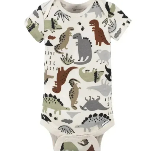 Gerber - 4Pk Baby Macacão de manga curta, menino Dino
