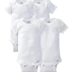 Gerber - 4Pk Onesies Manga Curta, Branco, 24M