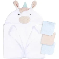 Gerber - toalha de banho e panos de banho com capuz para bebê, unicórnio