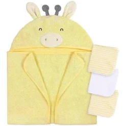 Gerber - Toalha de banho e panos de banho para bebê com capuz, girafa