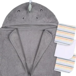 Gerber - Toalha de banho e panos de banho com capuz para bebê, dinossauro