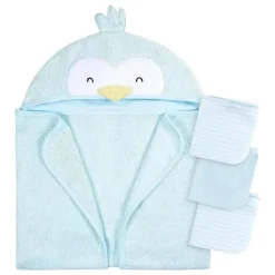 Gerber - Toalha de banho e panos de banho com capuz para bebê, pinguim