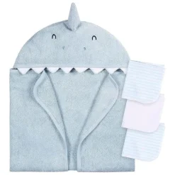 Gerber - Toalha de banho e panos de banho com capuz para bebê, tubarão
