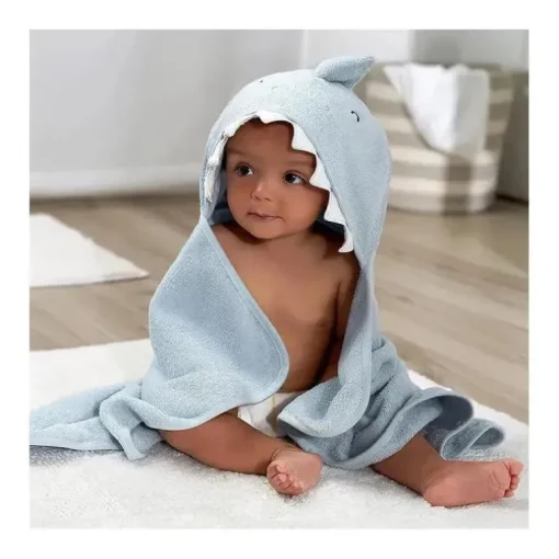Gerber - Toalha de banho e panos de banho com capuz para bebê, tubarão