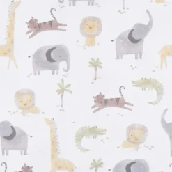 Gerber Bedding - 1Pk Knit Crib Sheet, Neutral Animals + Geos Neutral