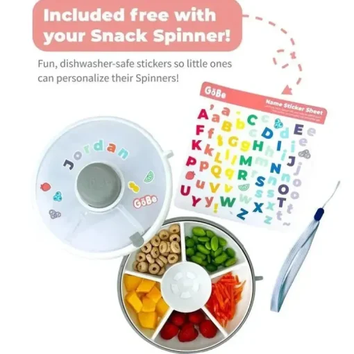 GoBe - Pacote Kids Original Snack Spinner com alça de mão e folha de adesivos, cinza