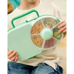 Gobe ​​Kids - Lancheira 2 em 1 com pequeno spinner flip, verde sálvia