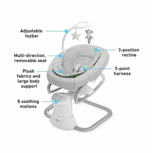 Graco - Acalme My Way Baby Swing com balancim removível, Madden
