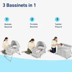 Graco - Berço portátil e berço de viagem DreamMore 3 em 1, coleção moderna de chalés