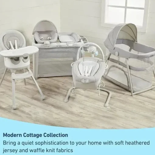 Graco - Berço portátil e berço de viagem DreamMore 3 em 1, coleção moderna de chalés
