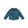 Green Sprouts - Camisa Rashguard de manga comprida para meninos com zíper, peixe marinho