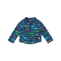 Green Sprouts - Camisa Rashguard de manga comprida para meninos com zíper, peixe marinho