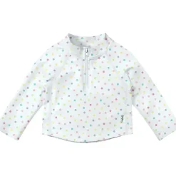 Green Sprouts - Camisa Rashguard de manga comprida com zíper, ponto arco-íris branco