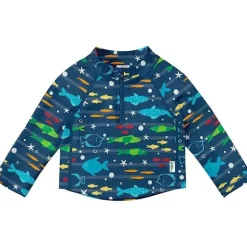 Green Sprouts - Camisa Rashguard de manga comprida com zíper, peixe marinho