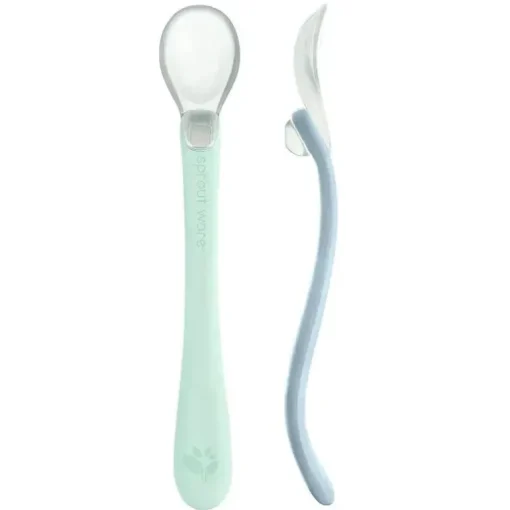 Green Sprouts - Colheres de Silicone e Sprout Ware First Food, Light Sage/Light Blueberry
