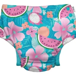 Green Sprouts - Fralda Reutilizável Eco Snap Swim, Aqua Tropical Fruit Floral