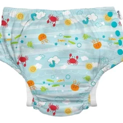 Green Sprouts - Fralda Reutilizável Eco Snap Swim, Light Aqua Sea Friends