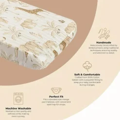 Guindaste – Capa de almofada elástica para troca de bebê, capa de almofada de troca respirável, animal Safari