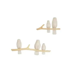 Guindaste - Decoração de berçário e quarto de criança em floresta de bebê, decoração de parede de madeira de 2 peças, poleiro de pássaro