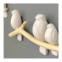 Guindaste - Decoração de berçário e quarto de criança em floresta de bebê, decoração de parede de madeira de 2 peças, poleiro de pássaro