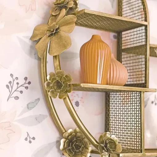 Guindaste - Decoração de berçário de bebê, decoração de parede com prateleiras de latão, flor