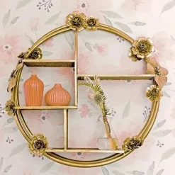 Guindaste - Decoração de berçário de bebê, decoração de parede com prateleiras de latão, flor