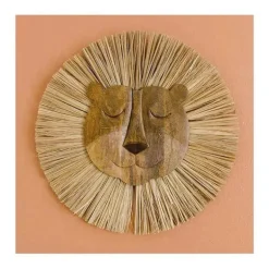 Guindaste - Decoração de berçário e quarto de criança Safari para bebês, decoração de parede de animal de madeira, leão